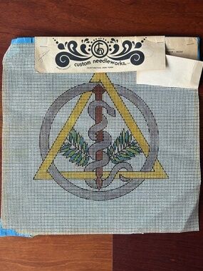Vintage Hand-Painted Needlepoint Canvas – Official Symbol of Dentistry
